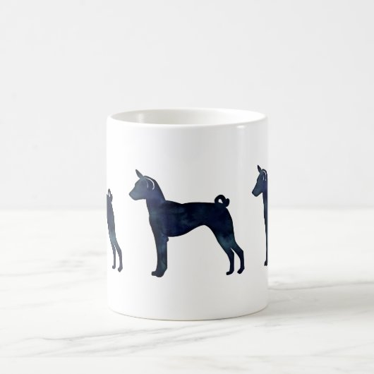 Basenji Dog Black Watercolor Silhouette Kaffeetasse (Mittel)