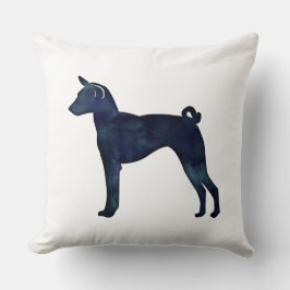 Basenji Dog Black Watercolor Silhouette Kissen