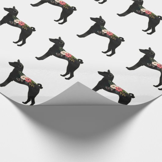 Basenji Dog Breed Boho Silhouette Geschenkpapier (Ecke)