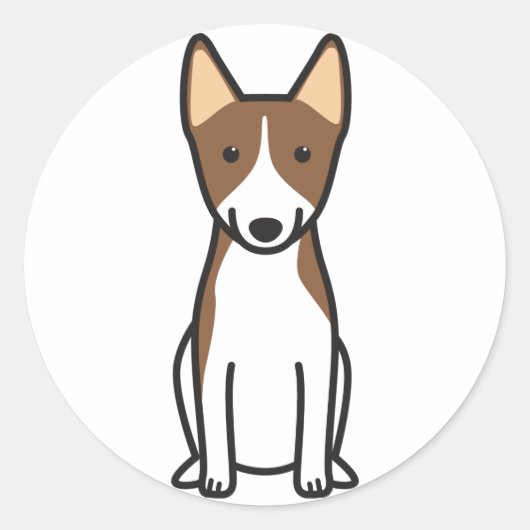 Basenji Dog Cartoon Runder Aufkleber (Vorderseite)