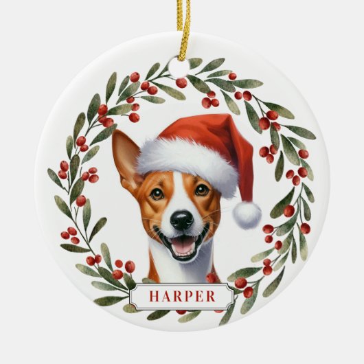 Basenji Dog Ceramic Circle Ornament (Vorne)