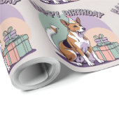 Basenji Dog Colorful Geschenkpapier (Rolleneckpunkt)