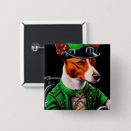 Basenji Dog Fahrrad St. Patrick's Day Button (Vorne & Hinten)