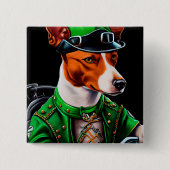 Basenji Dog Fahrrad St. Patrick's Day Button (Vorderseite)