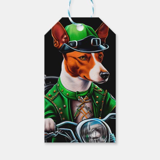 Basenji Dog Fahrrad St. Patrick's Day Geschenkanhänger (Vorderseite)
