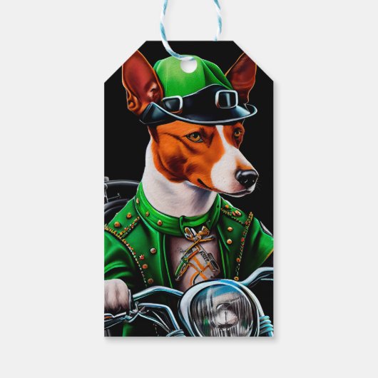 Basenji Dog Fahrrad St. Patrick's Day Geschenkanhänger (Rückseite)