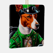 Basenji Dog Fahrrad St. Patrick's Day Keramikornament (Rechts)
