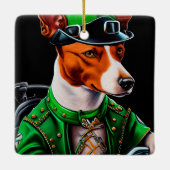 Basenji Dog Fahrrad St. Patrick's Day Keramikornament (Rückseite)