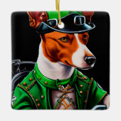 Basenji Dog Fahrrad St. Patrick's Day Keramikornament (Vorderseite)