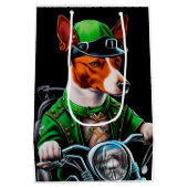 Basenji Dog Fahrrad St. Patrick's Day Mittlere Geschenktüte (Rückseite)