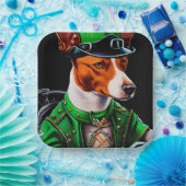 Basenji Dog Fahrrad St. Patrick's Day Pappteller (Party)