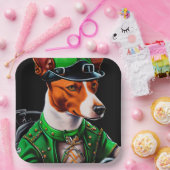 Basenji Dog Fahrrad St. Patrick's Day Pappteller (Party)
