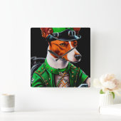 Basenji Dog Fahrrad St. Patrick's Day Quadratische Wanduhr (Zuhause)