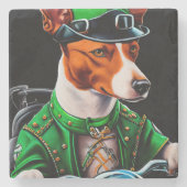 Basenji Dog Fahrrad St. Patrick's Day Steinuntersetzer (Vorderseite)