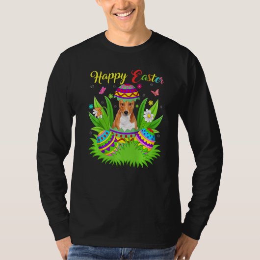 Basenji Dog Floral Osterei Funny Basenji Easte T-Shirt (Vorderseite)