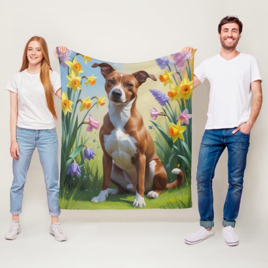 Basenji Dog Frühlingsblumen Malerei Fleecedecke (Beispiel)