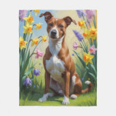 Basenji Dog Frühlingsblumen Malerei Fleecedecke (Vorderseite)