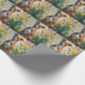 Basenji Dog Frühlingsblumen Malerei Geschenkpapier (Ecke)
