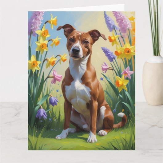 Basenji Dog Frühlingsblumen Malerei Karte (Vorderseite)