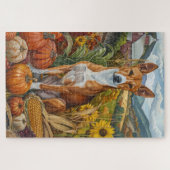 Basenji Dog Herbsternte Erntedank Holiday Puzzle (Horizontal)