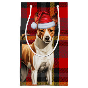 Basenji Dog Holiday Rot und Grün Karierte Weihnach Kleine Geschenktüte