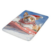 Basenji Dog in Sledge Lass es Schnee Weihnachten Badematte (Schrägansicht)