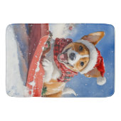 Basenji Dog in Sledge Lass es Schnee Weihnachten Badematte (Vorderseite)