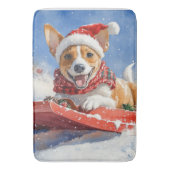 Basenji Dog in Sledge Lass es Schnee Weihnachten Badematte (Vorderseite Vertikal)