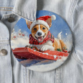 Basenji Dog in Sledge Lass es Schnee Weihnachten Button (Beispiel)