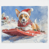 Basenji Dog in Sledge Lass es Schnee Weihnachten Fleecedecke (Vorderseite (Horizontal))
