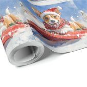 Basenji Dog in Sledge Lass es Schnee Weihnachten Geschenkpapier (Rolleneckpunkt)