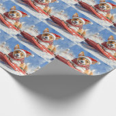Basenji Dog in Sledge Lass es Schnee Weihnachten Geschenkpapier (Ecke)