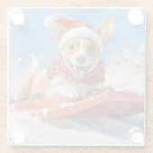 Basenji Dog in Sledge Lass es Schnee Weihnachten Glasuntersetzer (Rückseite)