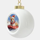 Basenji Dog in Sledge Lass es Schnee Weihnachten Keramik Kugel-Ornament (Rechts)
