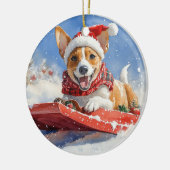 Basenji Dog in Sledge Lass es Schnee Weihnachten Keramik Ornament (Links)