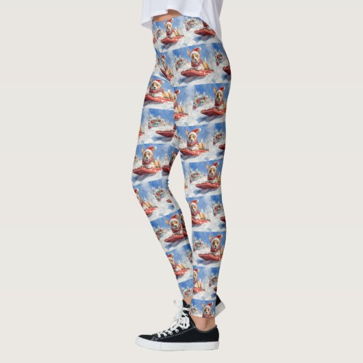 Basenji Dog in Sledge Lass es Schnee Weihnachten Leggings (Links)