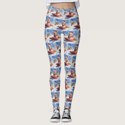 Basenji Dog in Sledge Lass es Schnee Weihnachten Leggings (Vorderseite)