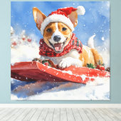 Basenji Dog in Sledge Lass es Schnee Weihnachten Leinwanddruck (Insitu (Holzboden))