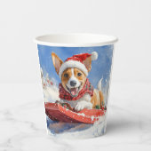 Basenji Dog in Sledge Lass es Schnee Weihnachten Pappbecher (Rückseite)