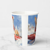 Basenji Dog in Sledge Lass es Schnee Weihnachten Pappbecher (Links)