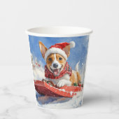 Basenji Dog in Sledge Lass es Schnee Weihnachten Pappbecher (Vorderseite)