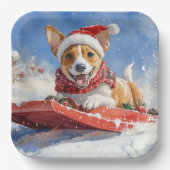 Basenji Dog in Sledge Lass es Schnee Weihnachten Pappteller (Vorderseite)