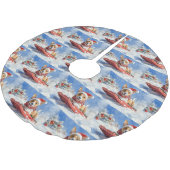 Basenji Dog in Sledge Lass es Schnee Weihnachten Polyester Weihnachtsbaumdecke (Schrägansicht)