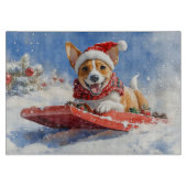 Basenji Dog in Sledge Lass es Schnee Weihnachten Schneidebrett (Vorderseite)
