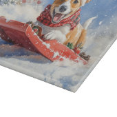 Basenji Dog in Sledge Lass es Schnee Weihnachten Schneidebrett (Ecke)