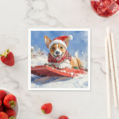 Basenji Dog in Sledge Lass es Schnee Weihnachten Serviette (Beispiel)