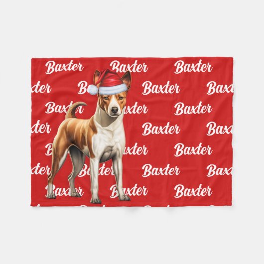 Basenji Dog Name Gemustert Weihnachten Fleecedecke (Vorderseite (Horizontal))
