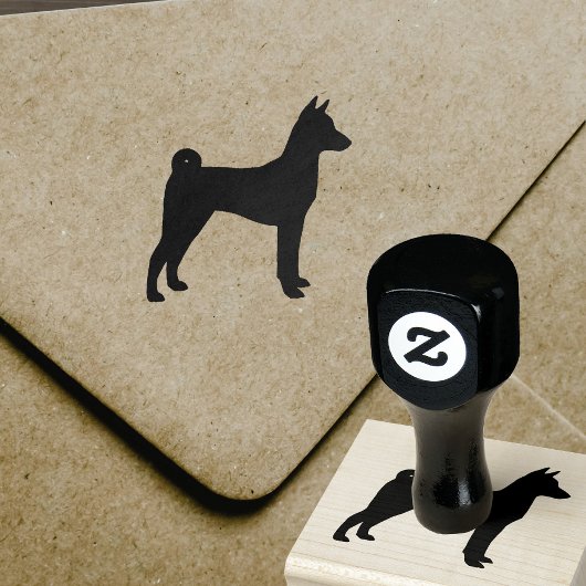 Basenji Dog Rasse Silhouette Gummistempel