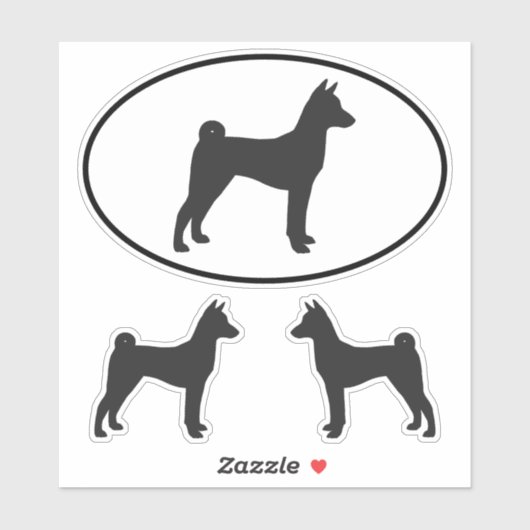 Basenji Dog Rasse Silhouette Vinyl Sticker Set (Blatt)