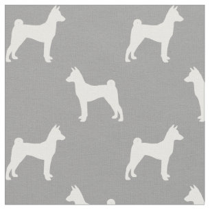 Basenji Dog Rasse Silhouetten Gemustert Stoff